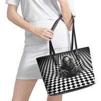 3D Illusion Horror Halloween Leather Tote Bag Creepy Evil Skull - Wonder Print Shop