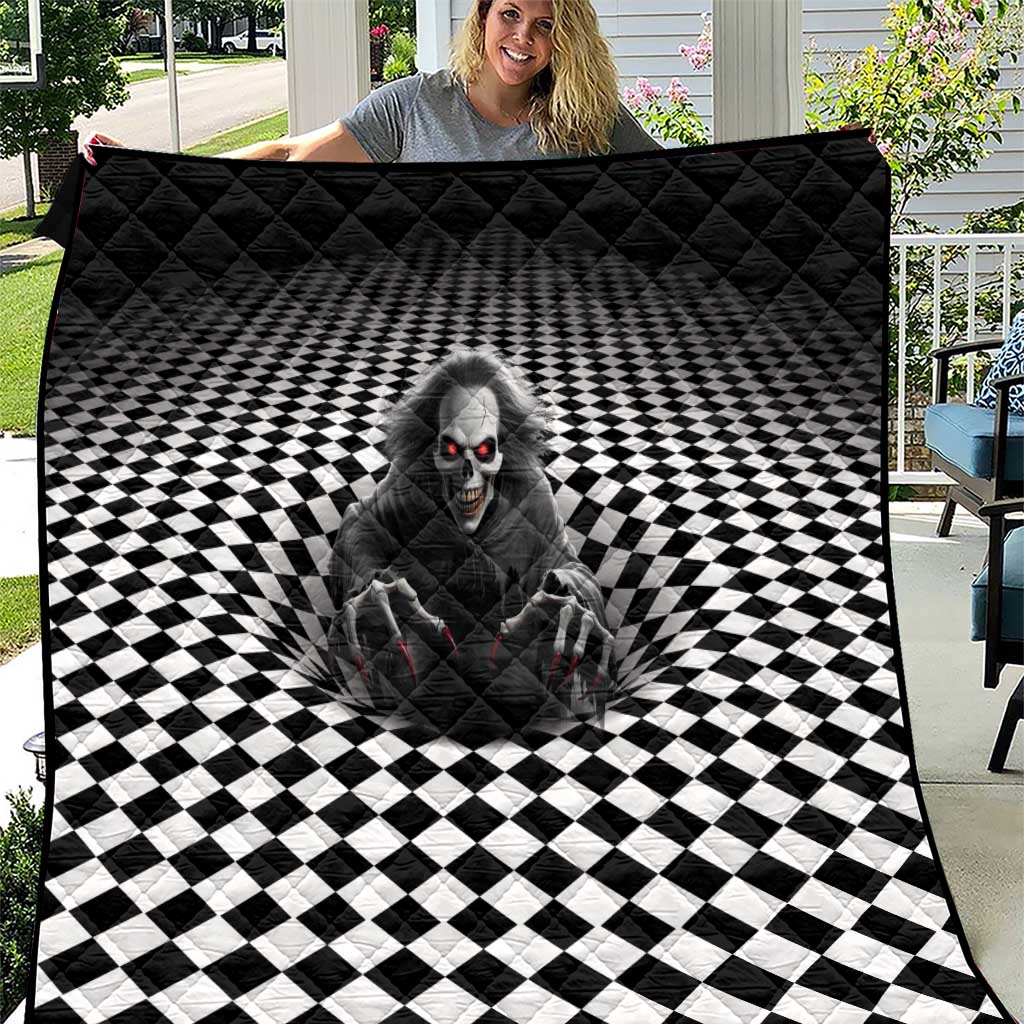 3D Illusion Horror Halloween Quilt Creepy Evil Skull - Wonder Print Shop