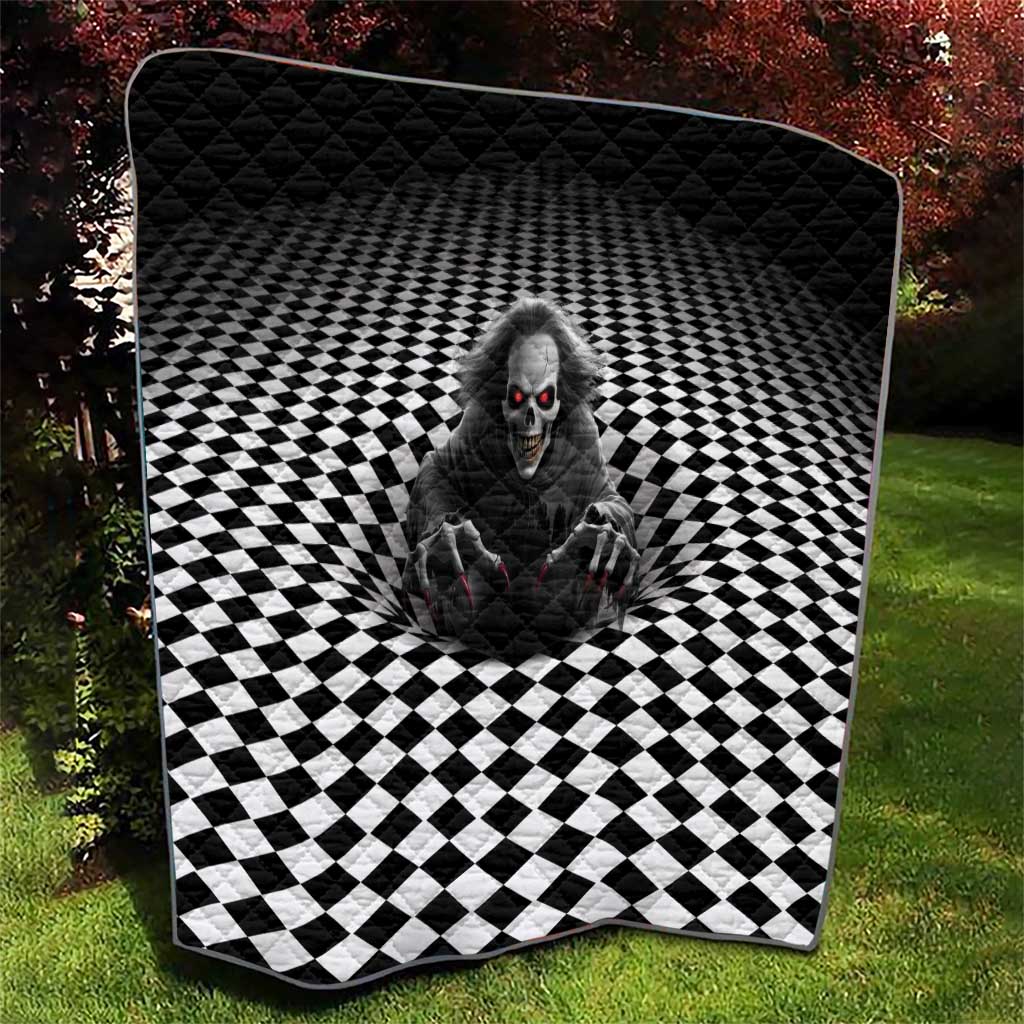3D Illusion Horror Halloween Quilt Creepy Evil Skull - Wonder Print Shop