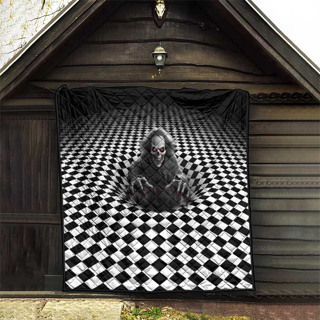 3D Illusion Horror Halloween Quilt Creepy Evil Skull - Wonder Print Shop