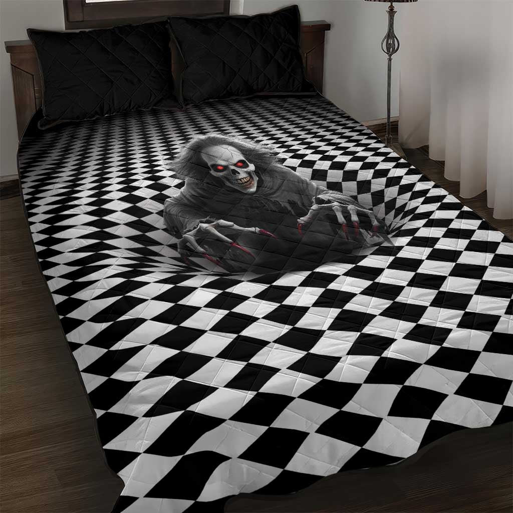 3D Illusion Horror Halloween Quilt Bed Set Creepy Evil Skull - Wonder Print Shop