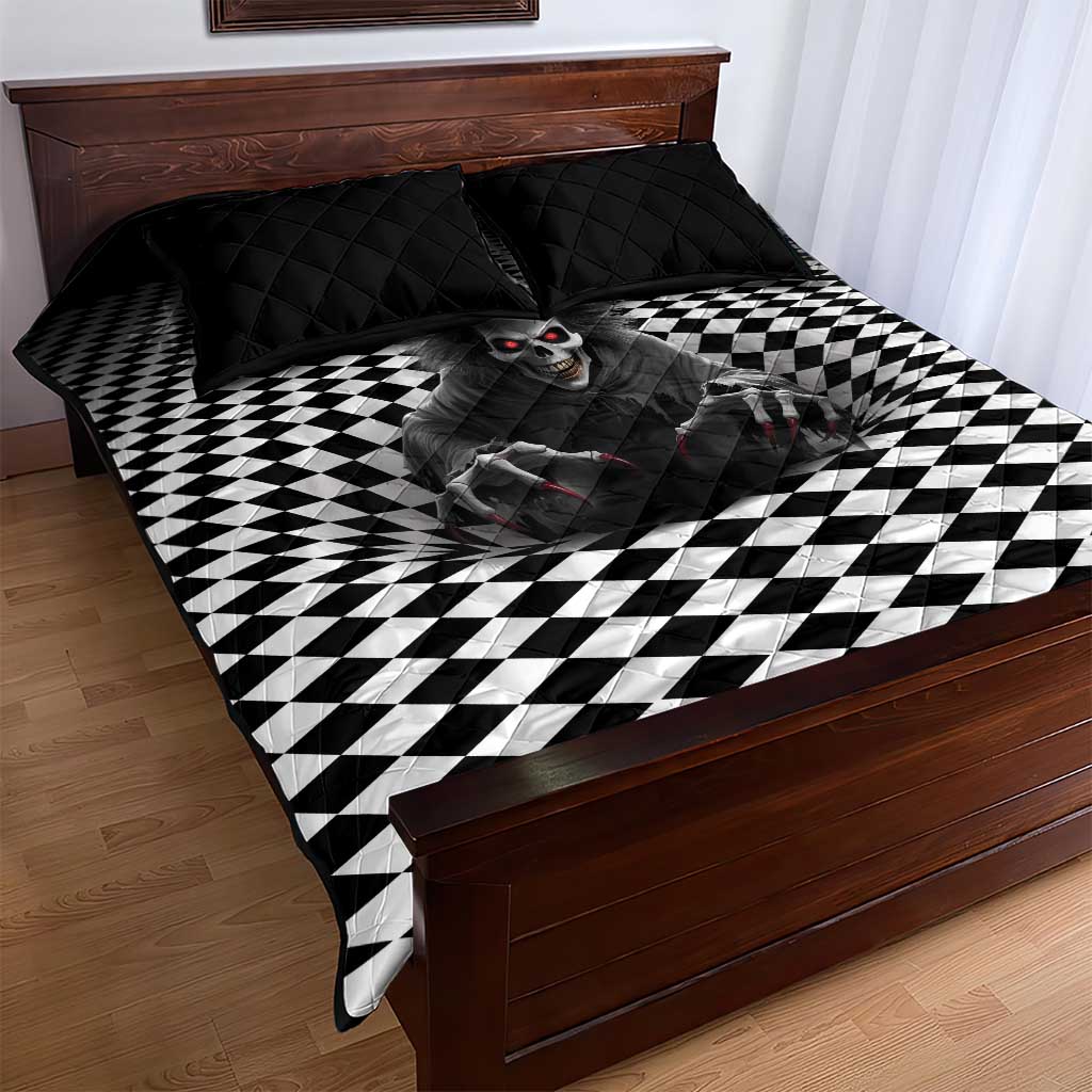 3D Illusion Horror Halloween Quilt Bed Set Creepy Evil Skull - Wonder Print Shop