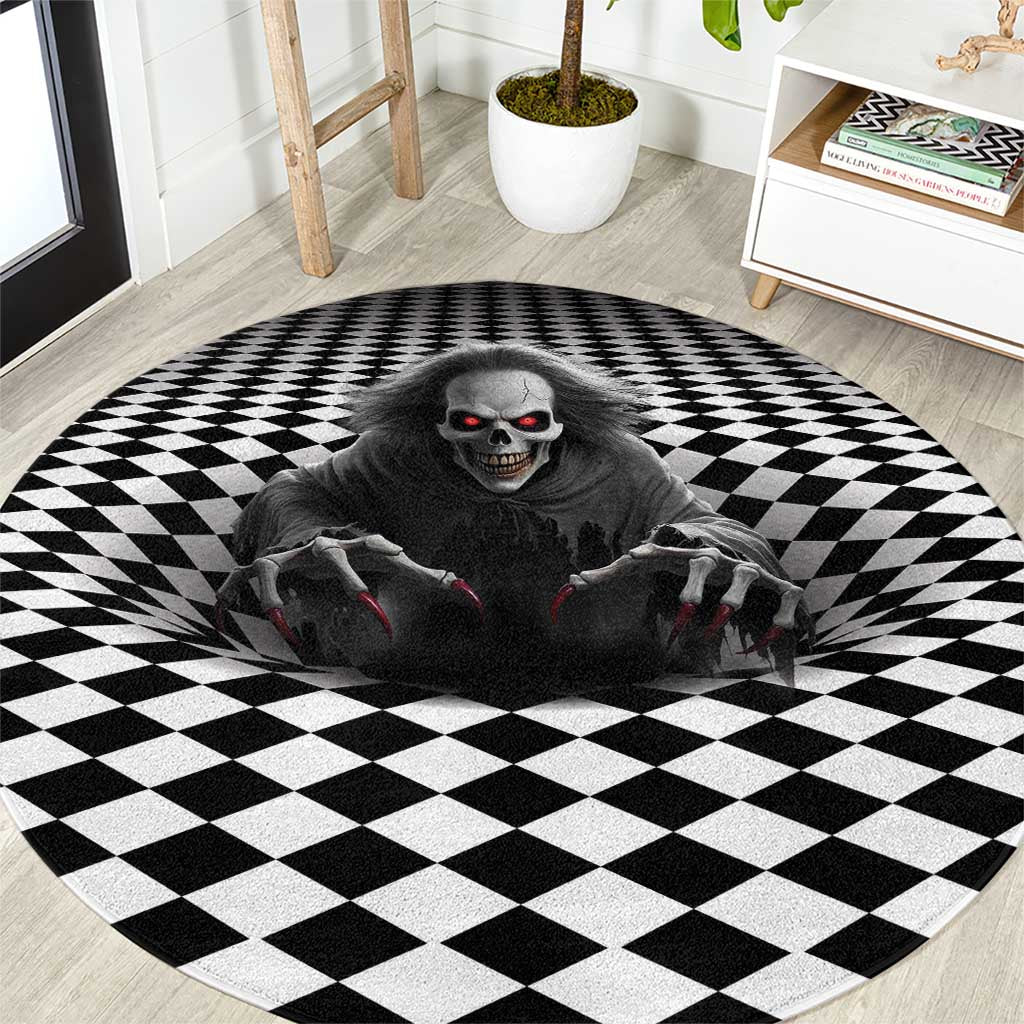 3D Illusion Horror Halloween Round Carpet Creepy Evil Skull - Wonder Print Shop
