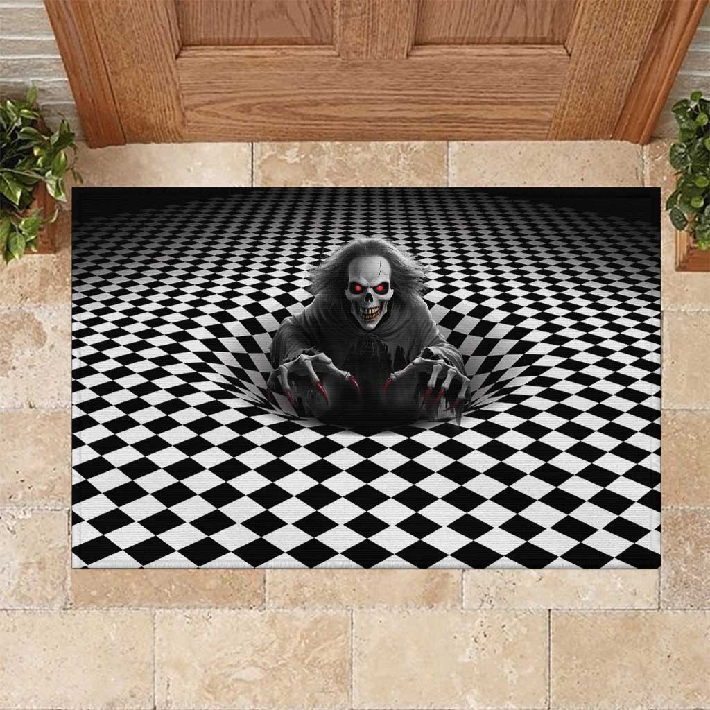 3D Illusion Horror Halloween Rubber Doormat Creepy Evil Skull - Wonder Print Shop