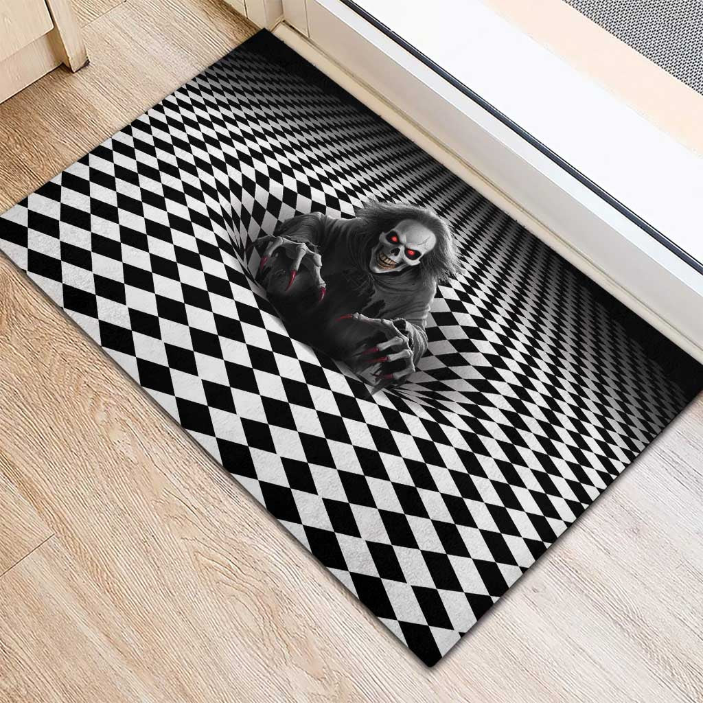 3D Illusion Horror Halloween Rubber Doormat Creepy Evil Skull - Wonder Print Shop