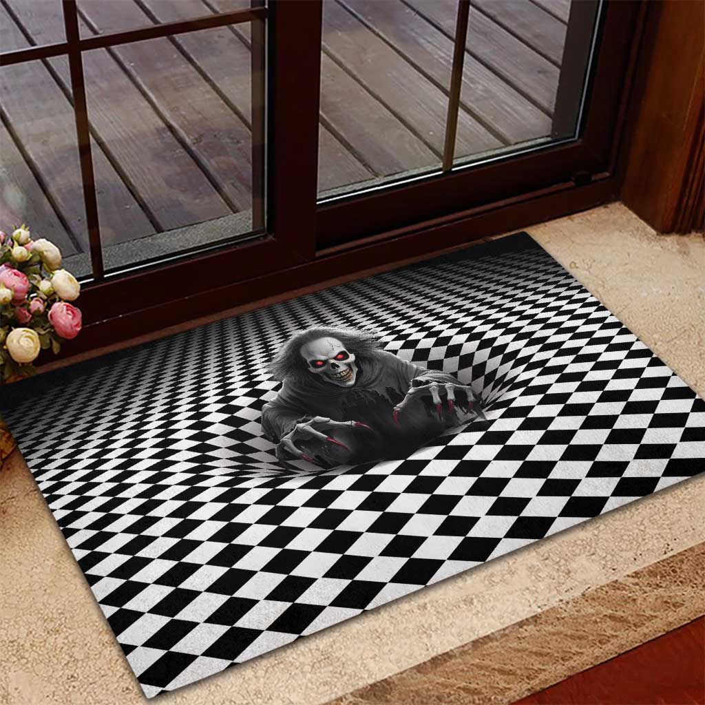3D Illusion Horror Halloween Rubber Doormat Creepy Evil Skull - Wonder Print Shop