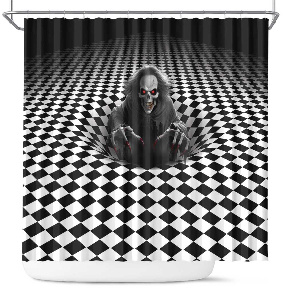 3D Illusion Horror Halloween Shower Curtain Creepy Evil Skull - Wonder Print Shop