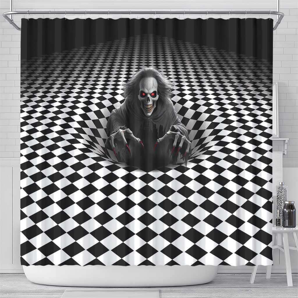 3D Illusion Horror Halloween Shower Curtain Creepy Evil Skull - Wonder Print Shop