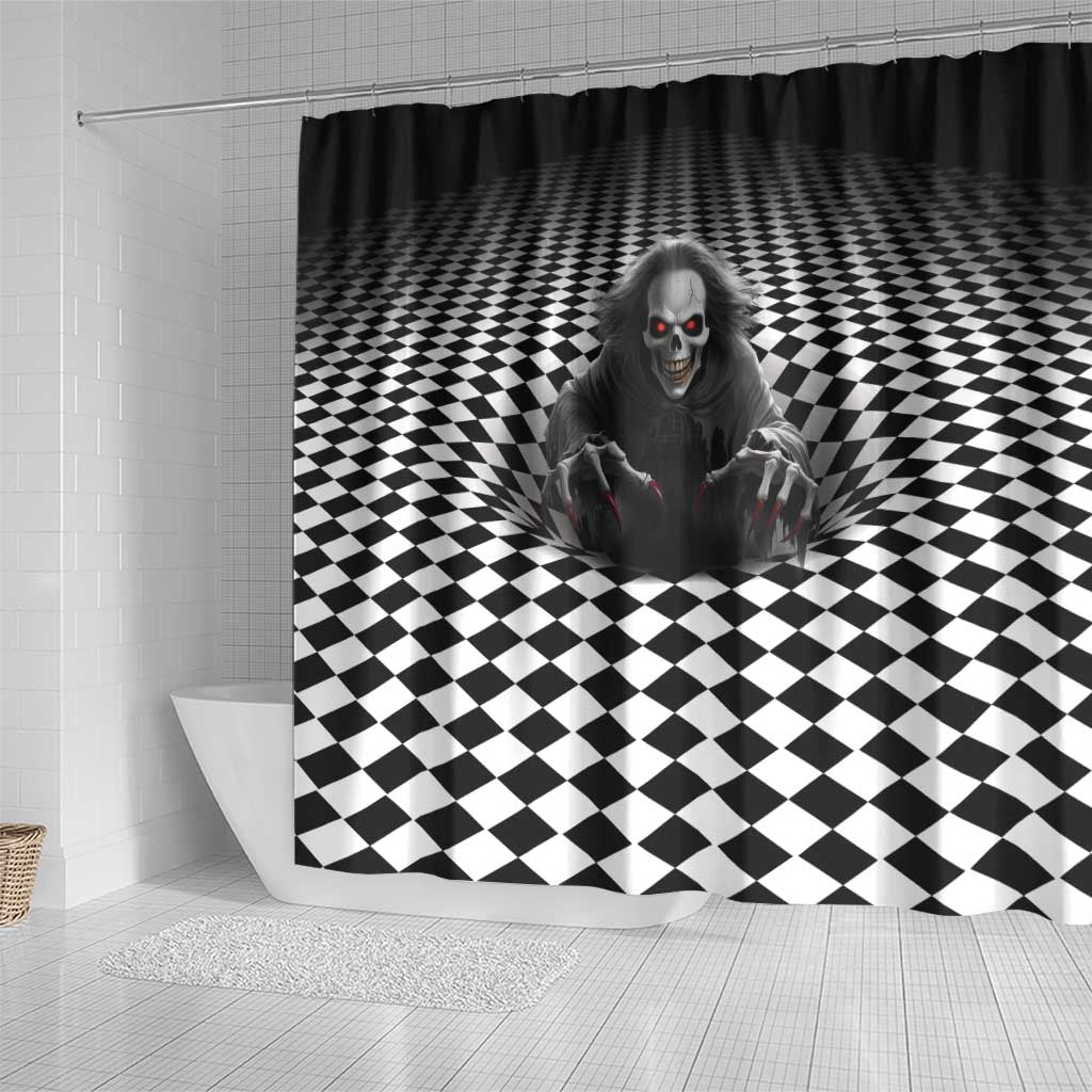 3D Illusion Horror Halloween Shower Curtain Creepy Evil Skull - Wonder Print Shop