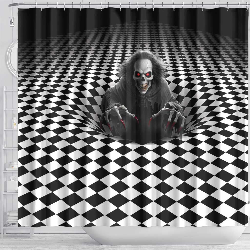3D Illusion Horror Halloween Shower Curtain Creepy Evil Skull - Wonder Print Shop
