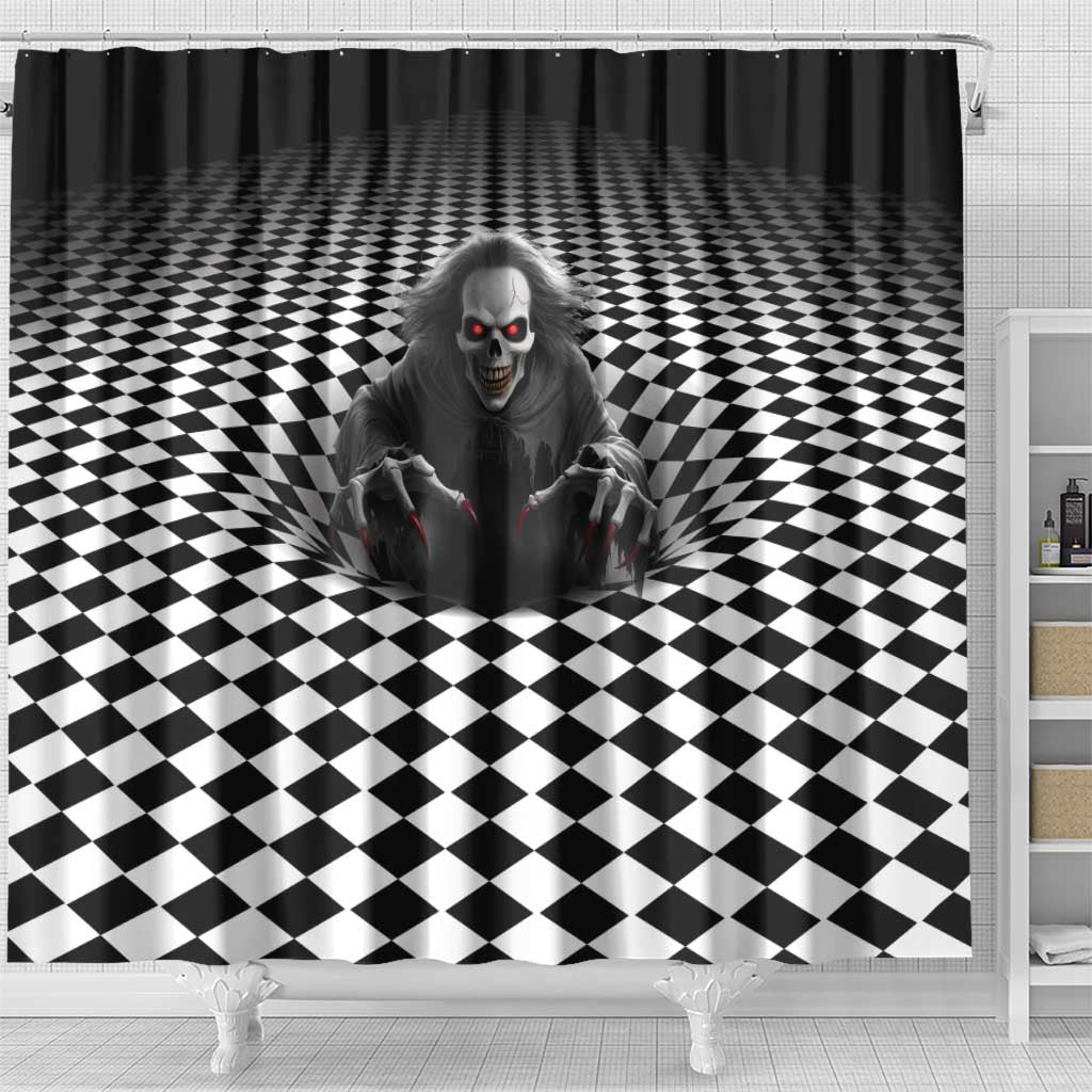 3D Illusion Horror Halloween Shower Curtain Creepy Evil Skull - Wonder Print Shop