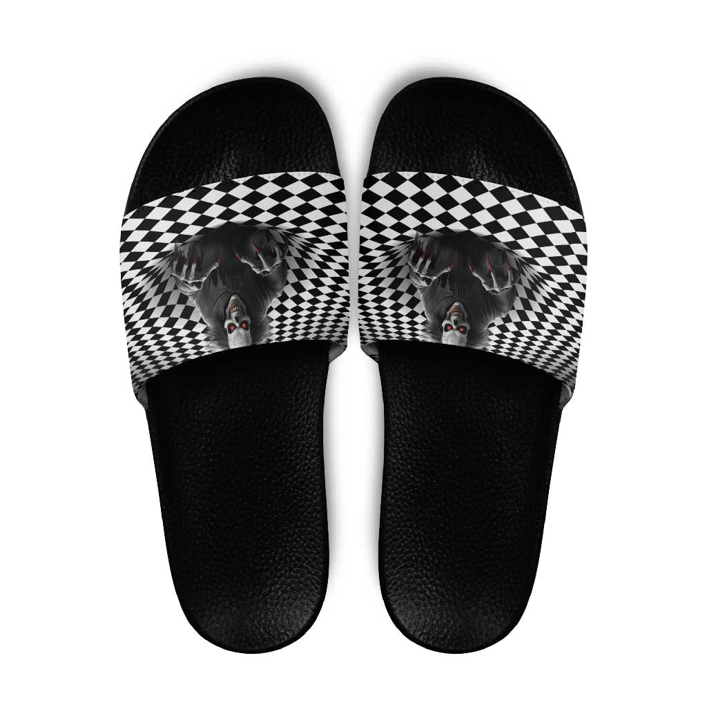 3D Illusion Horror Halloween Slide Sandals Creepy Evil Skull - Wonder Print Shop