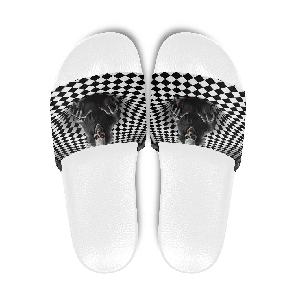 3D Illusion Horror Halloween Slide Sandals Creepy Evil Skull - Wonder Print Shop