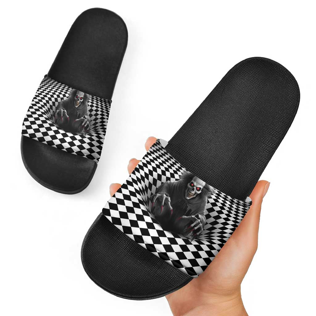 3D Illusion Horror Halloween Slide Sandals Creepy Evil Skull - Wonder Print Shop