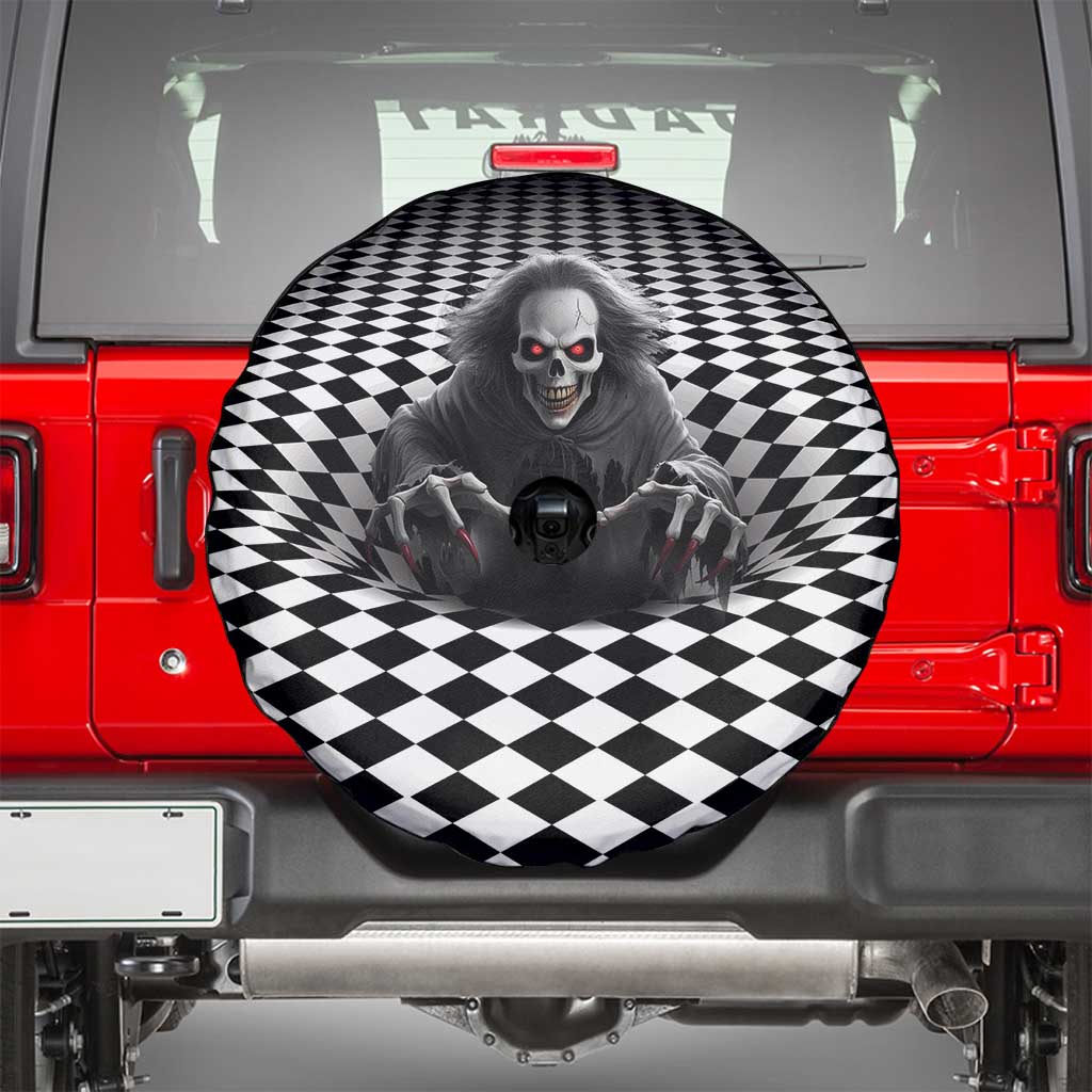 3D Illusion Horror Halloween Spare Tire Cover Creepy Evil Skull - Wonder Print Shop