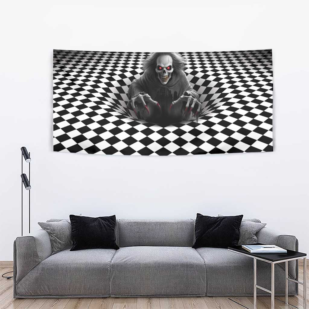 3D Illusion Horror Halloween Tapestry Creepy Evil Skull - Wonder Print Shop