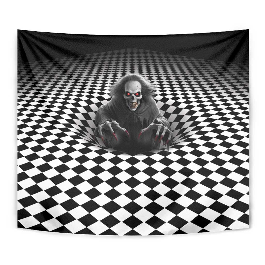 3D Illusion Horror Halloween Tapestry Creepy Evil Skull - Wonder Print Shop