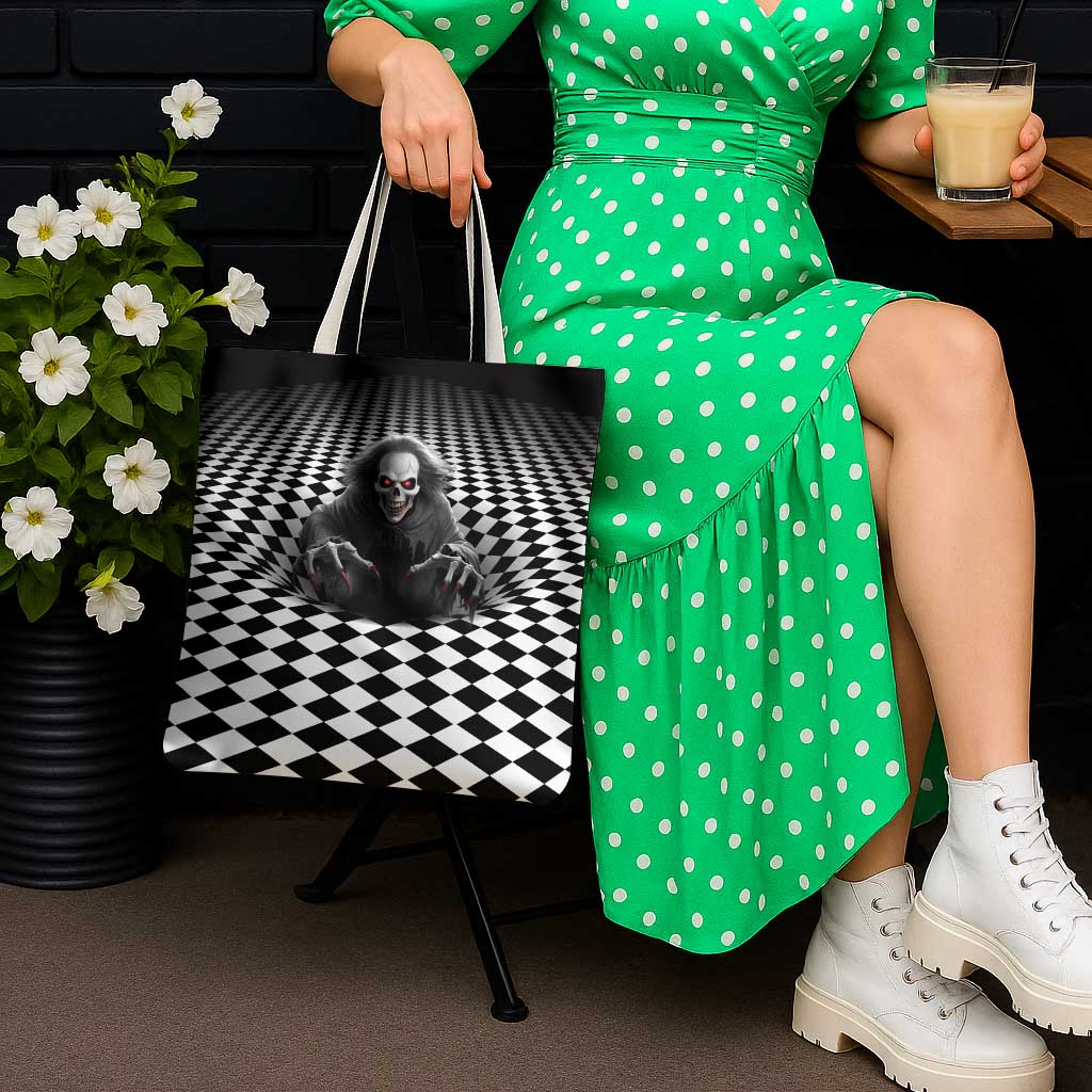 3D Illusion Horror Halloween Tote Bag Creepy Evil Skull - Wonder Print Shop
