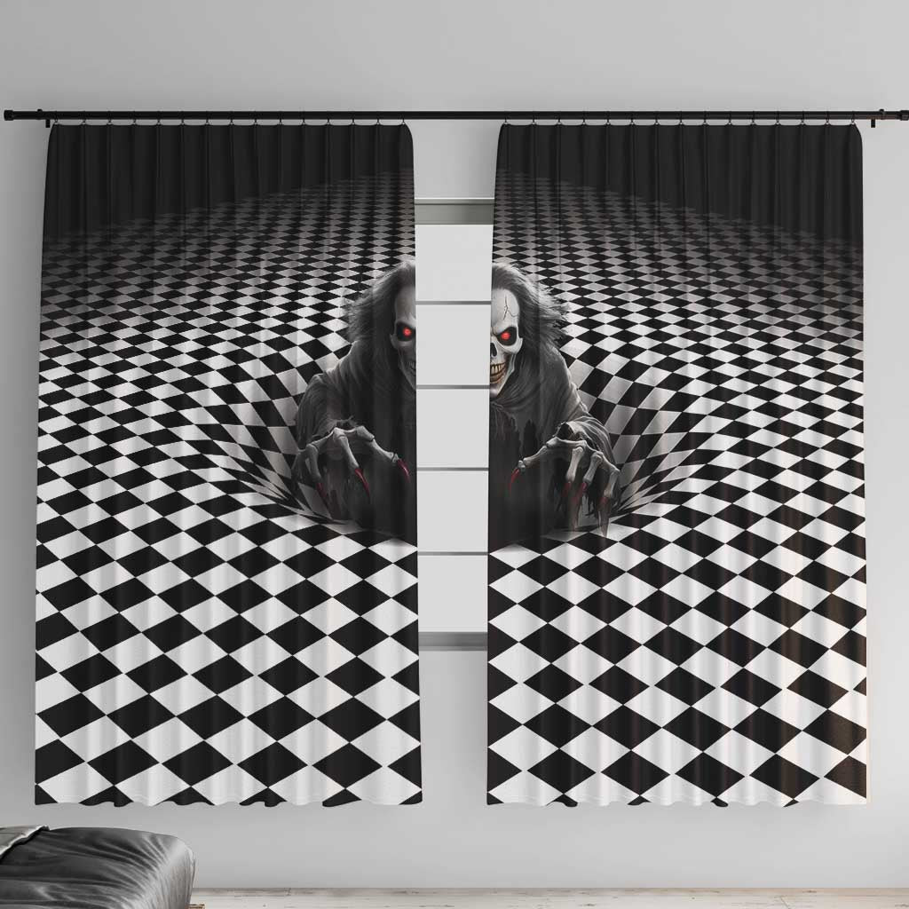 3D Illusion Horror Halloween Window Curtain Creepy Evil Skull - Wonder Print Shop