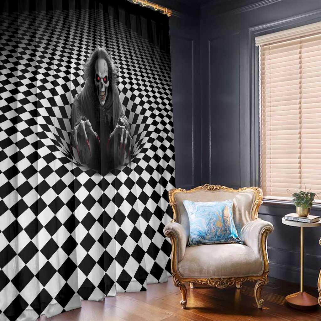 3D Illusion Horror Halloween Window Curtain Creepy Evil Skull - Wonder Print Shop