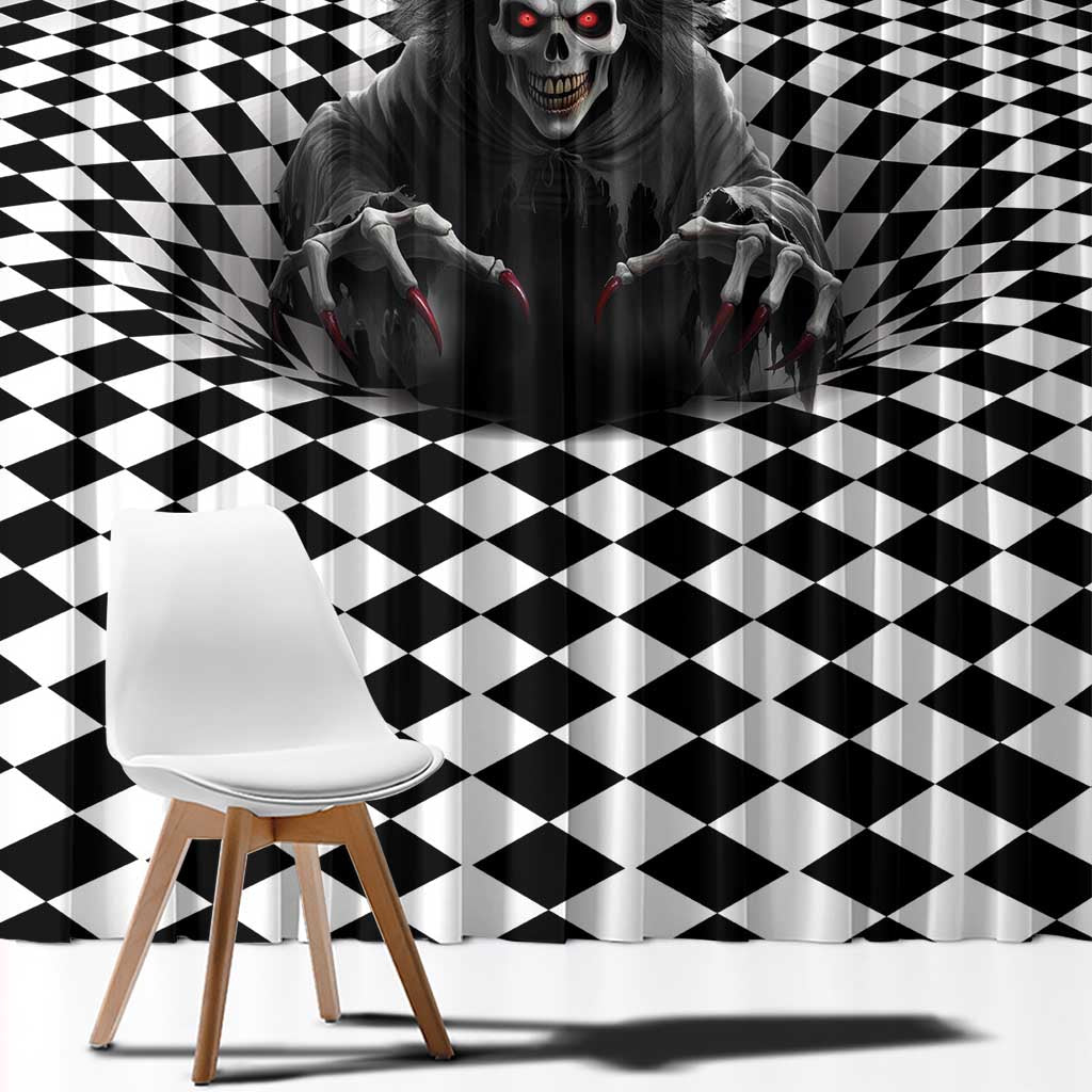 3D Illusion Horror Halloween Window Curtain Creepy Evil Skull - Wonder Print Shop