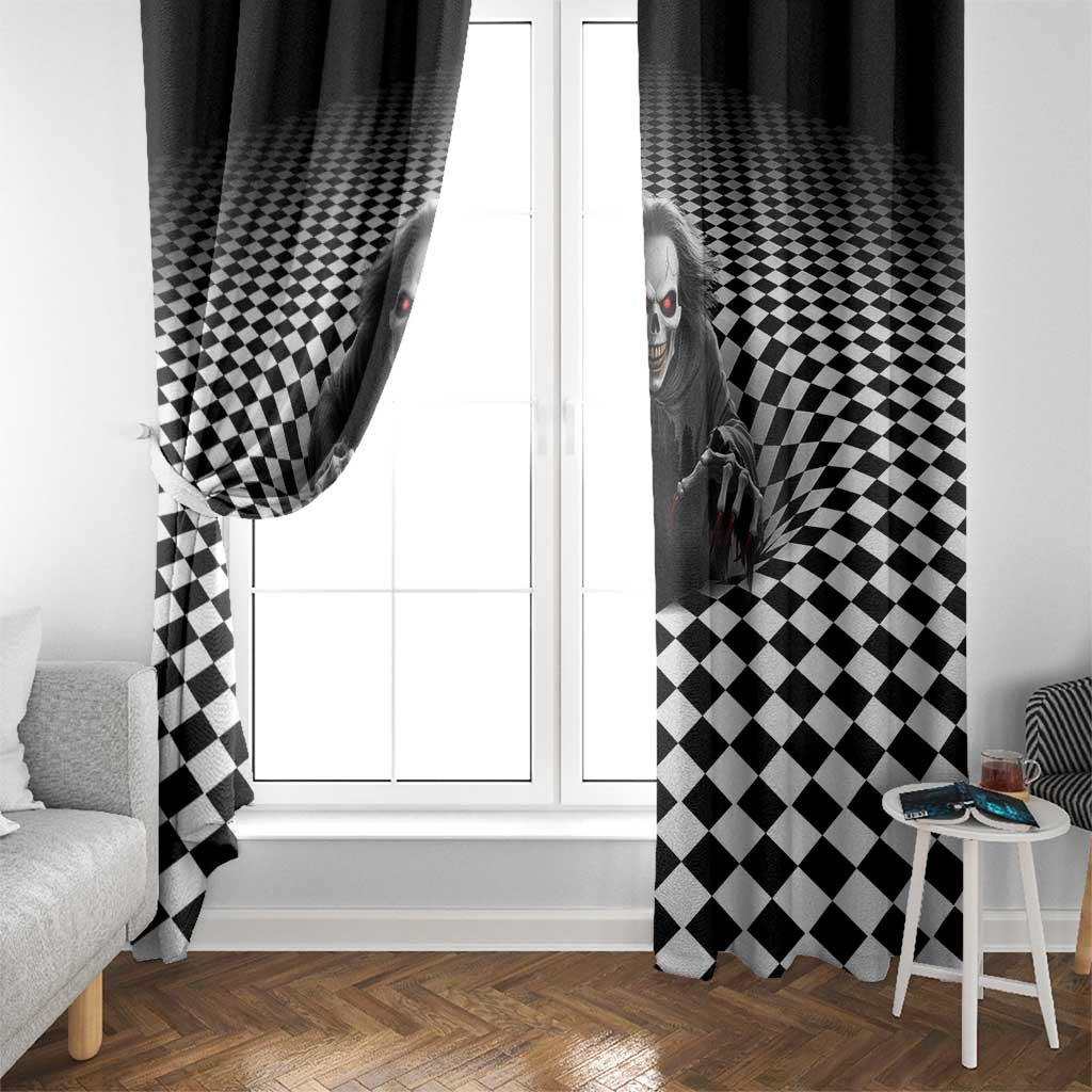 3D Illusion Horror Halloween Window Curtain Creepy Evil Skull - Wonder Print Shop