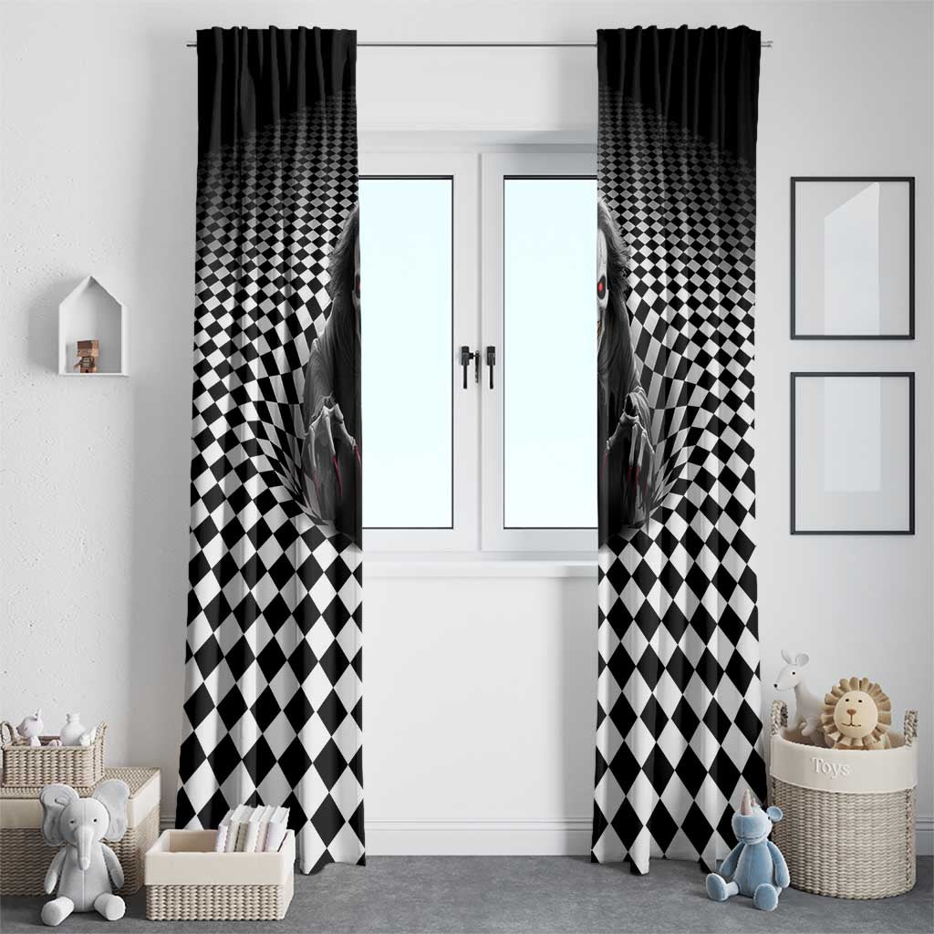 3D Illusion Horror Halloween Window Curtain Creepy Evil Skull - Wonder Print Shop