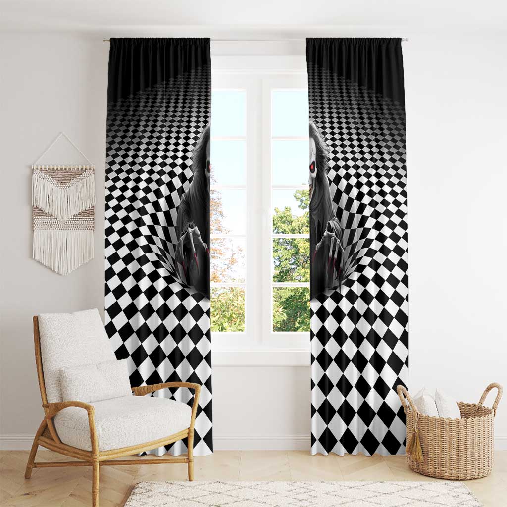 3D Illusion Horror Halloween Window Curtain Creepy Evil Skull - Wonder Print Shop