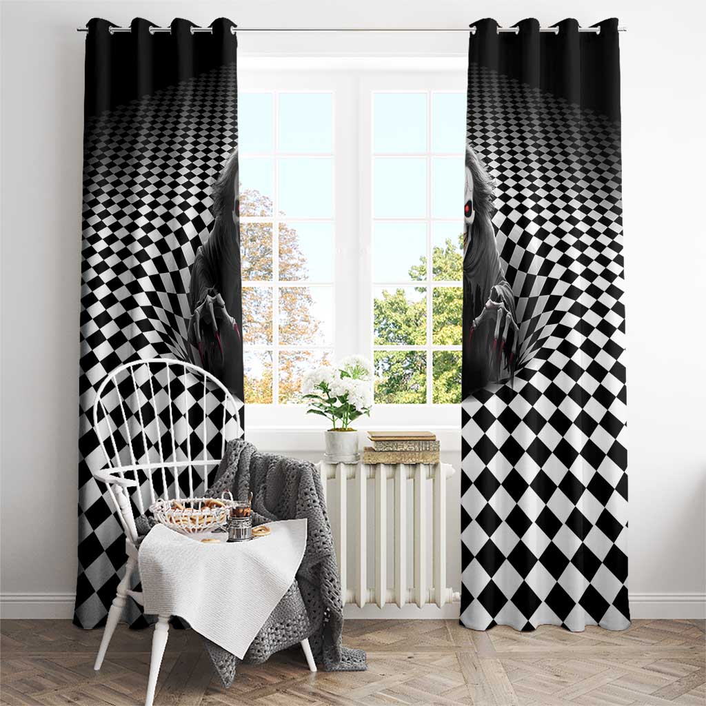 3D Illusion Horror Halloween Window Curtain Creepy Evil Skull - Wonder Print Shop