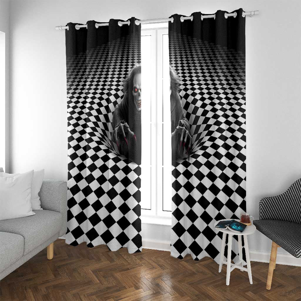 3D Illusion Horror Halloween Window Curtain Creepy Evil Skull - Wonder Print Shop