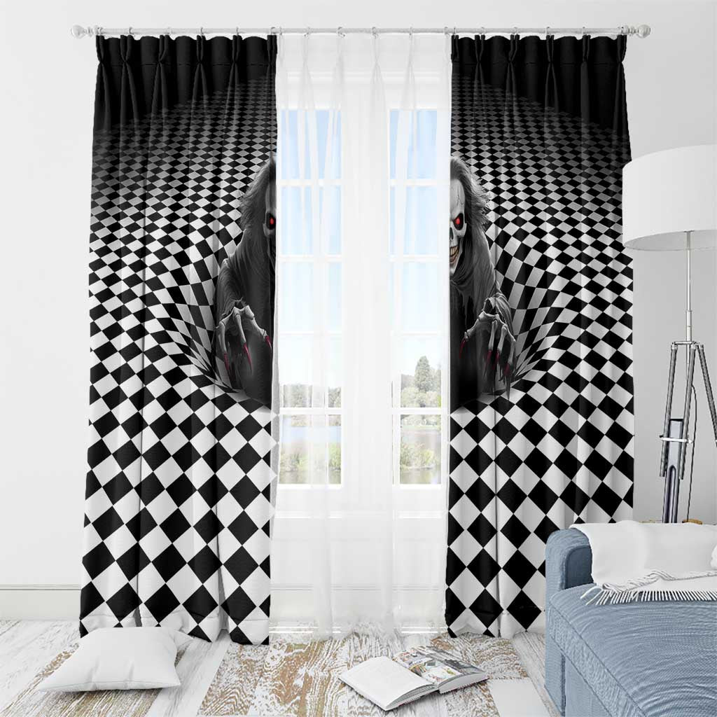 3D Illusion Horror Halloween Window Curtain Creepy Evil Skull - Wonder Print Shop
