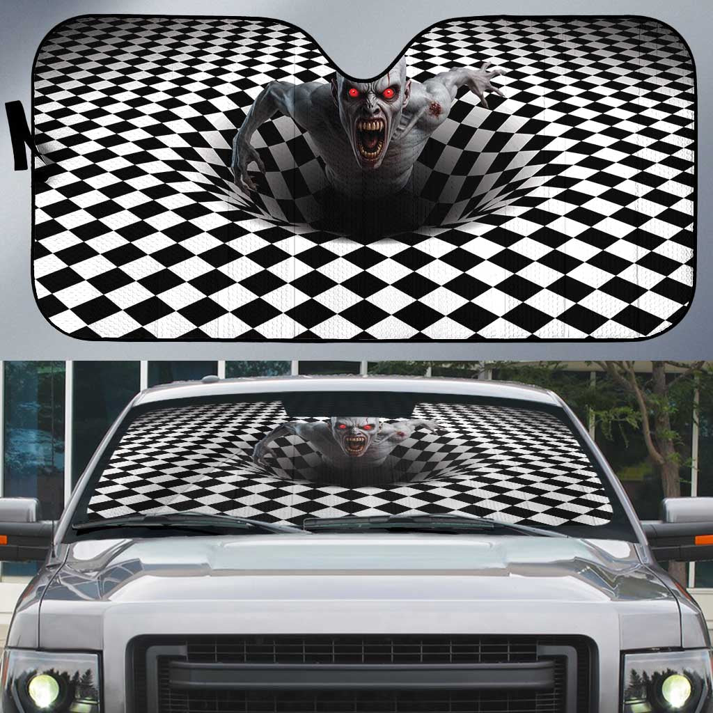 3D Illusion Horror Halloween Auto Sun Shade Creepy Zombie - Wonder Print Shop
