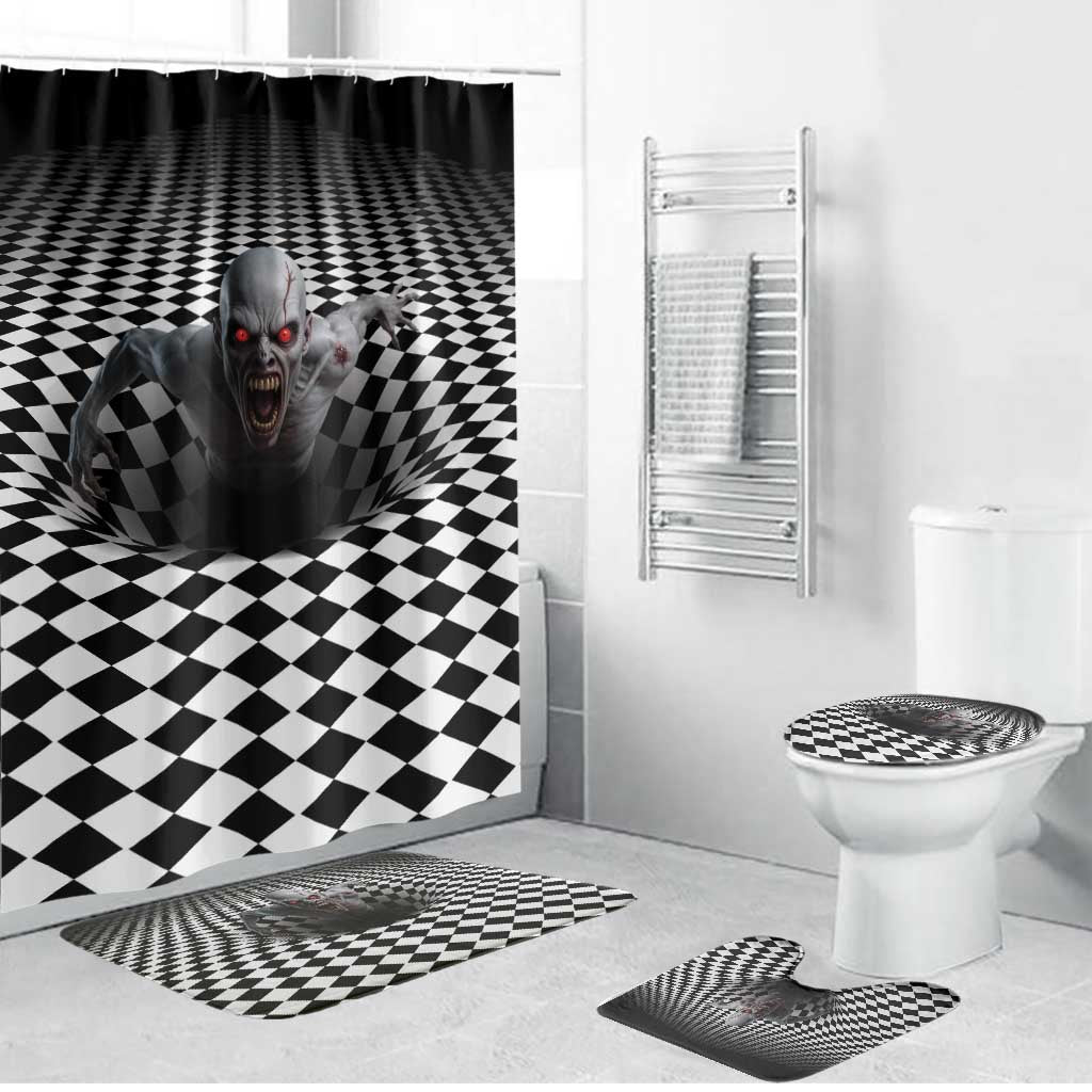 3D Illusion Horror Halloween Bathroom Set Creepy Zombie - Wonder Print Shop