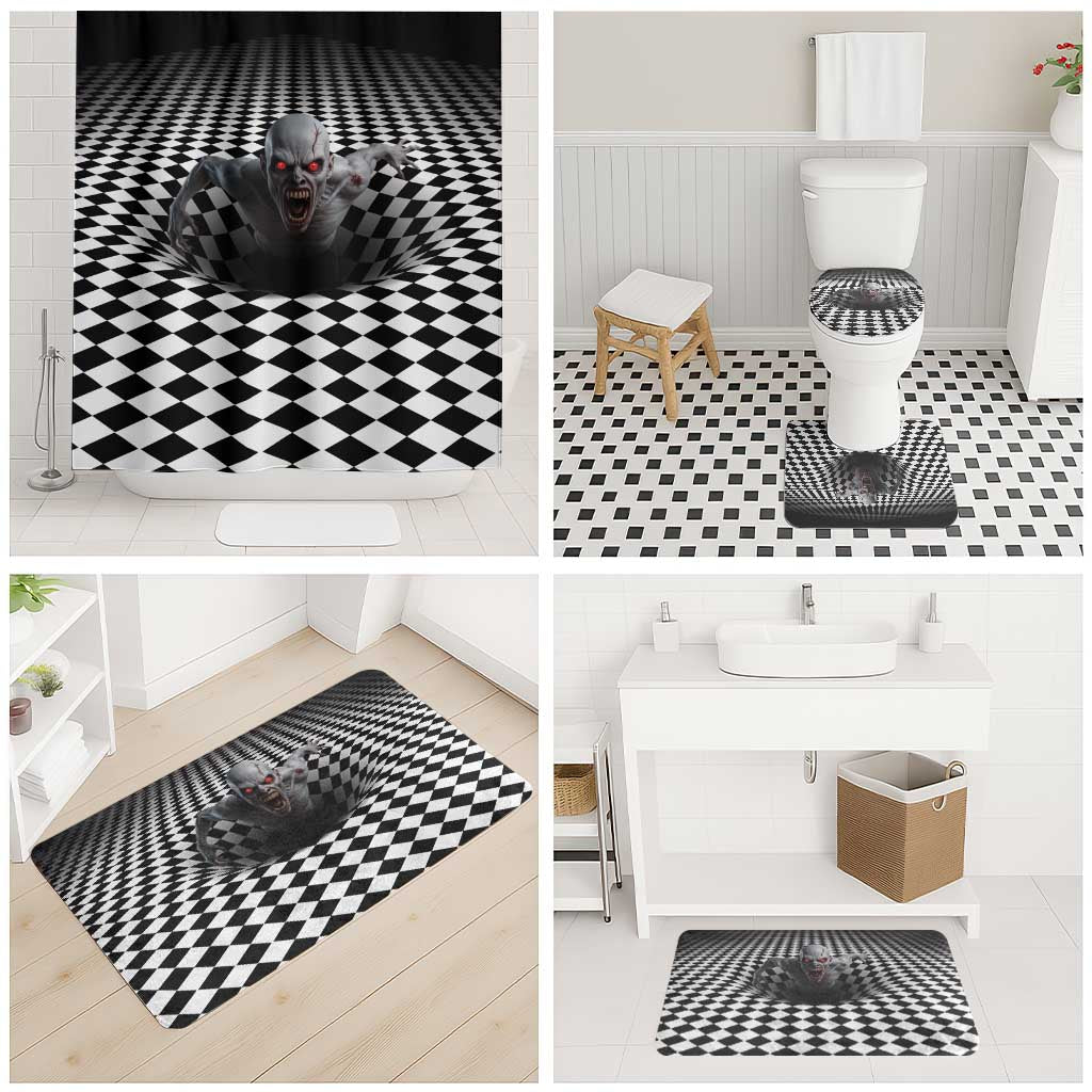 3D Illusion Horror Halloween Bathroom Set Creepy Zombie - Wonder Print Shop
