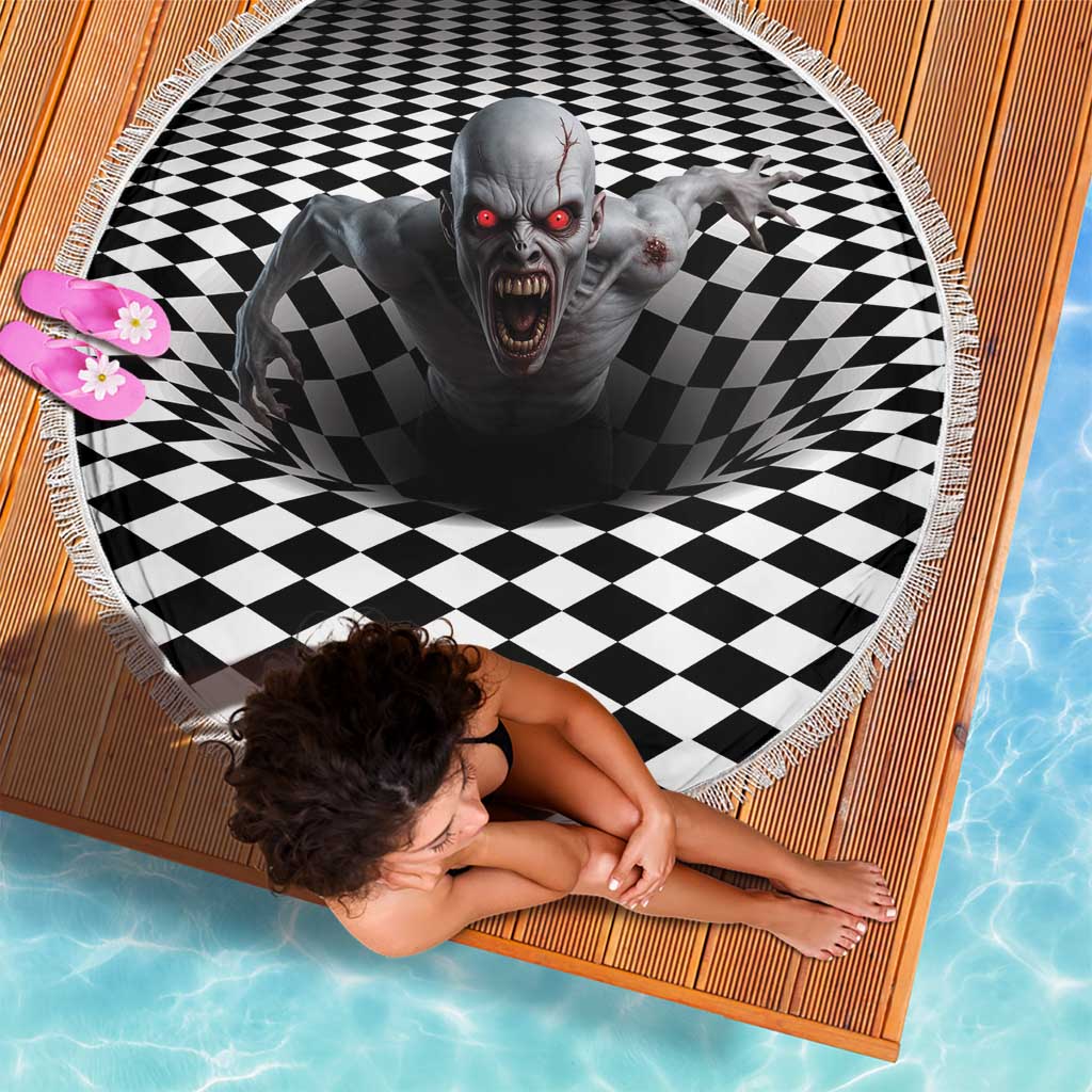 3D Illusion Horror Halloween Beach Blanket Creepy Zombie - Wonder Print Shop