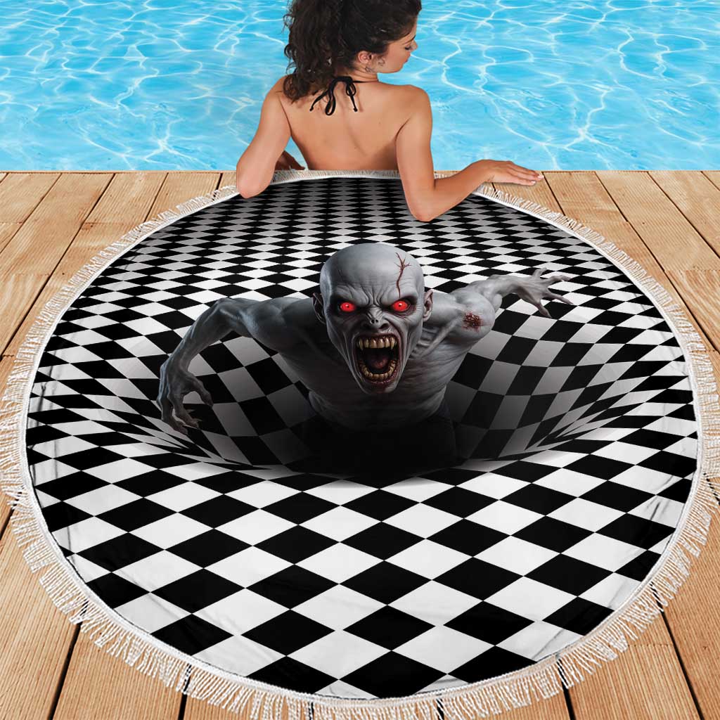 3D Illusion Horror Halloween Beach Blanket Creepy Zombie - Wonder Print Shop