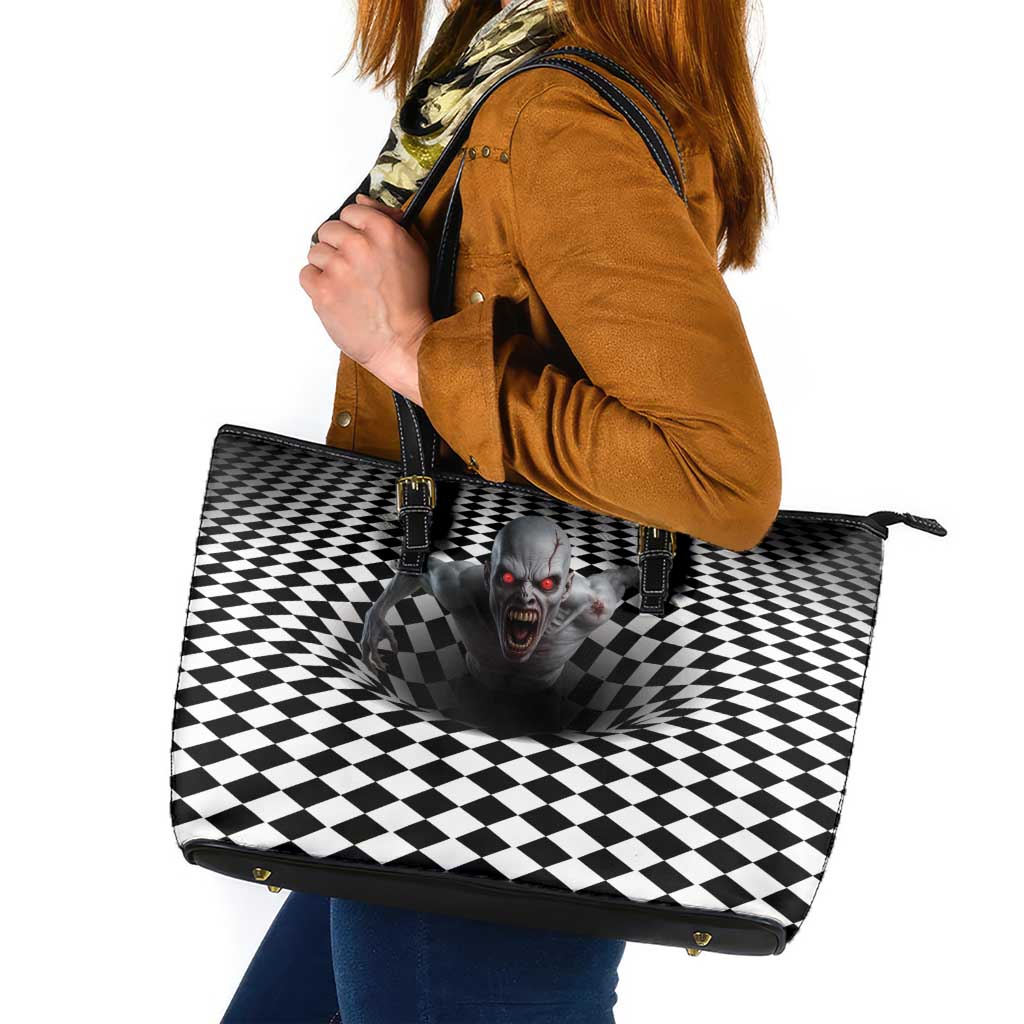 3D Illusion Horror Halloween Leather Tote Bag Creepy Zombie - Wonder Print Shop