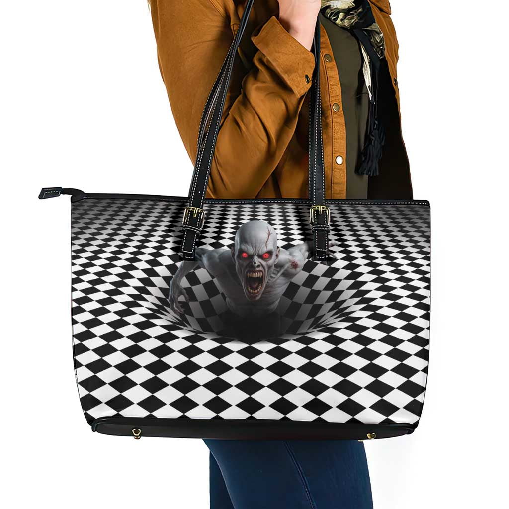 3D Illusion Horror Halloween Leather Tote Bag Creepy Zombie - Wonder Print Shop