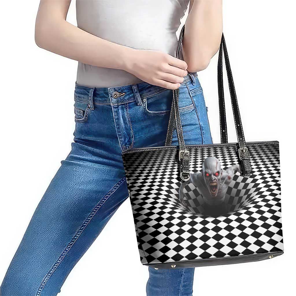 3D Illusion Horror Halloween Leather Tote Bag Creepy Zombie - Wonder Print Shop