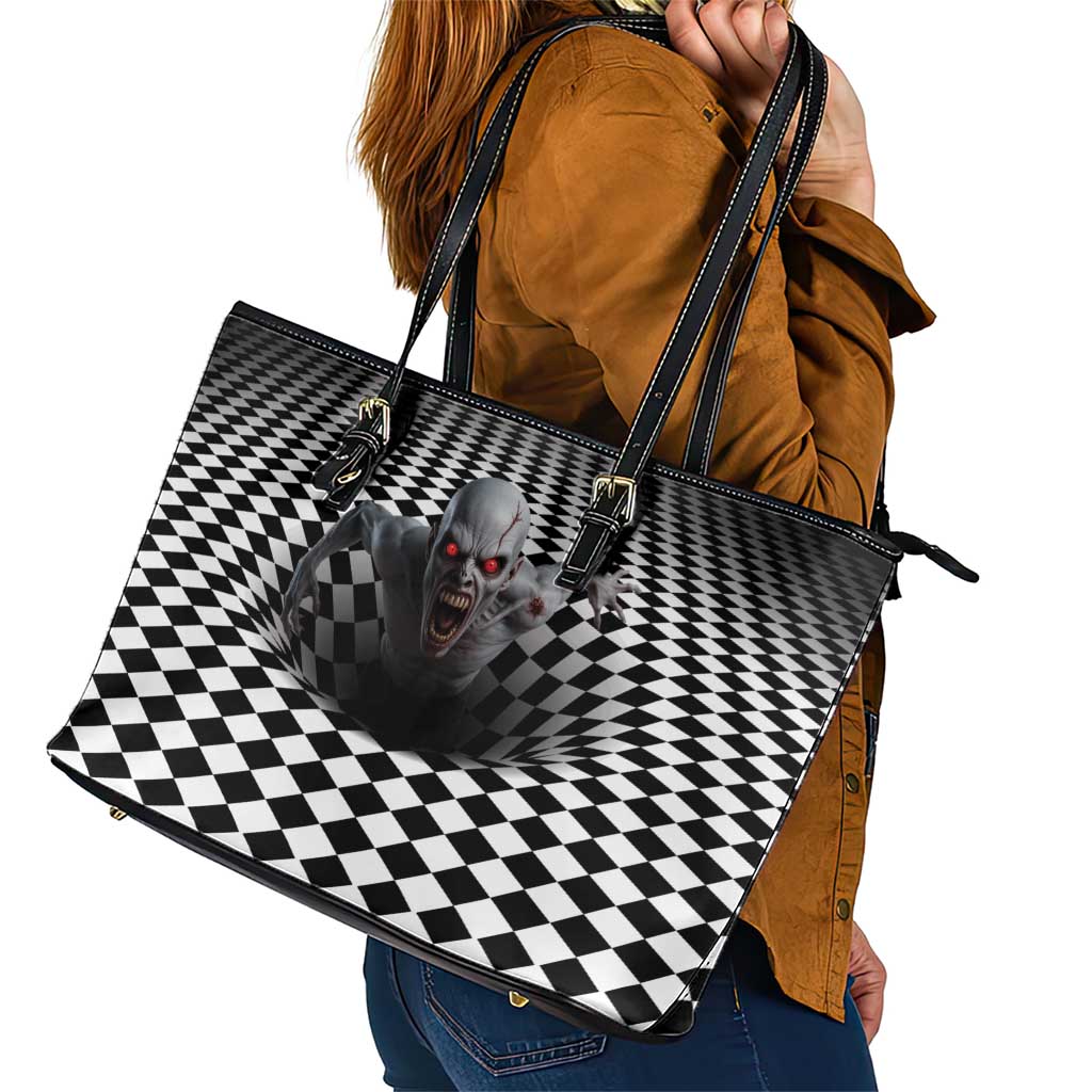 3D Illusion Horror Halloween Leather Tote Bag Creepy Zombie - Wonder Print Shop
