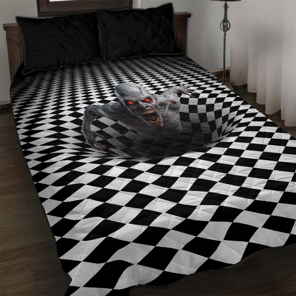 3D Illusion Horror Halloween Quilt Bed Set Creepy Zombie - Wonder Print Shop