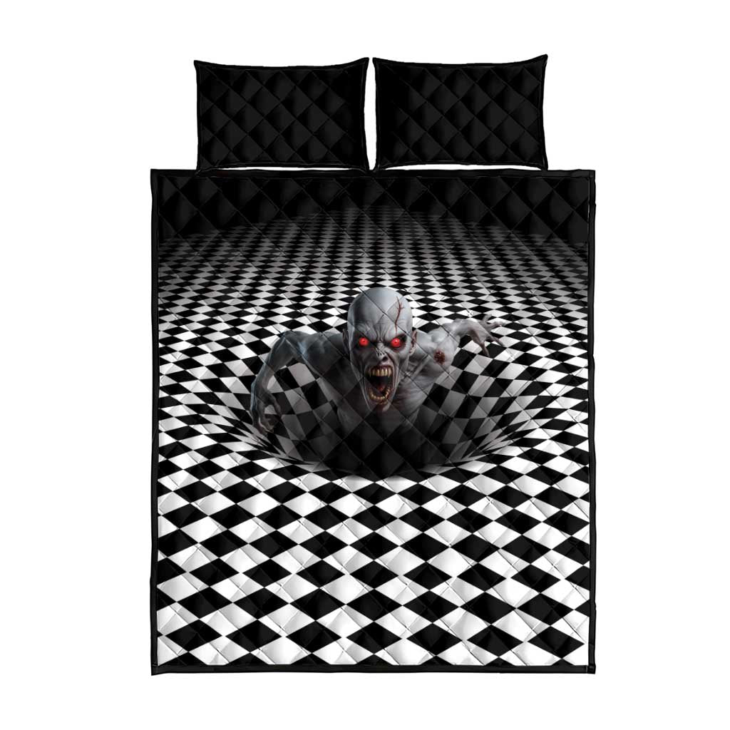 3D Illusion Horror Halloween Quilt Bed Set Creepy Zombie - Wonder Print Shop