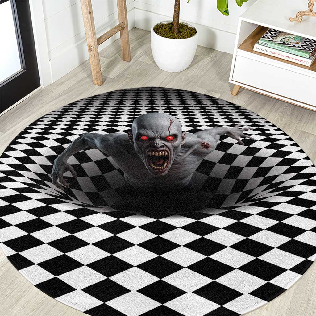 3D Illusion Horror Halloween Round Carpet Creepy Zombie - Wonder Print Shop