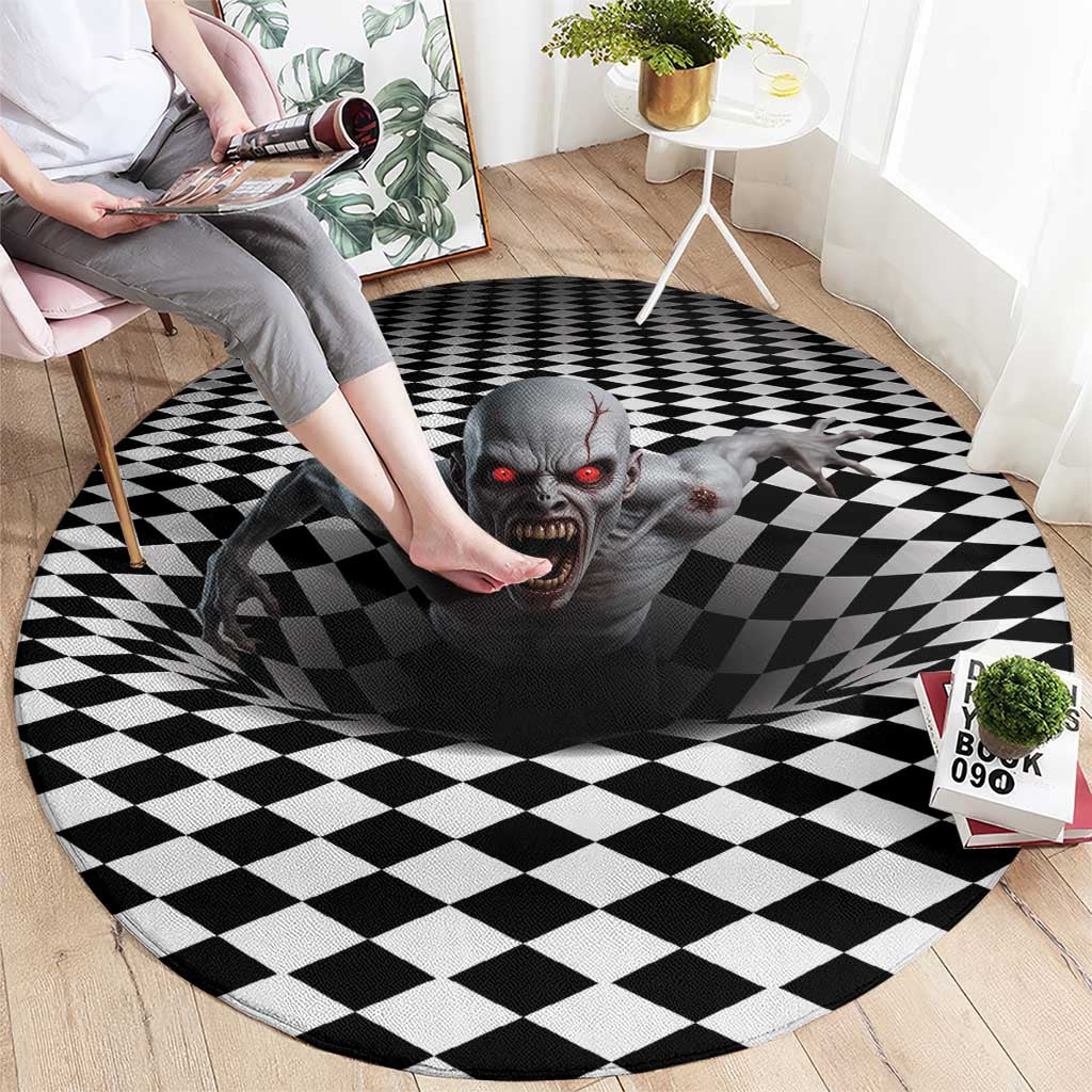 3D Illusion Horror Halloween Round Carpet Creepy Zombie - Wonder Print Shop