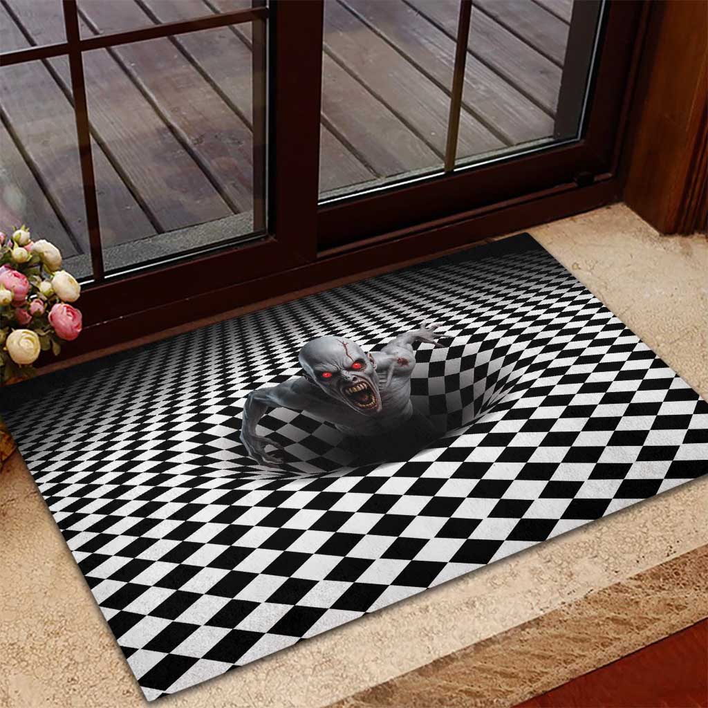 3D Illusion Horror Halloween Rubber Doormat Creepy Zombie - Wonder Print Shop