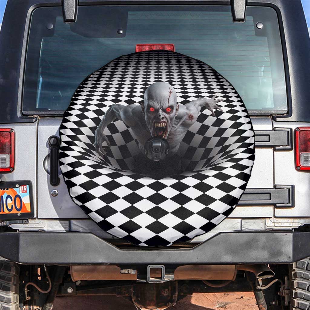3D Illusion Horror Halloween Spare Tire Cover Creepy Zombie - Wonder Print Shop