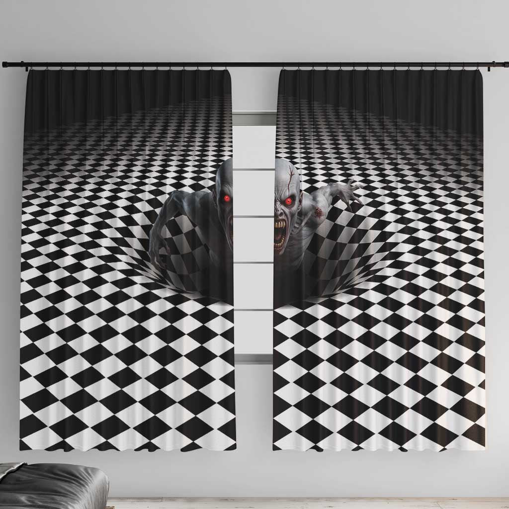 3D Illusion Horror Halloween Window Curtain Creepy Zombie - Wonder Print Shop