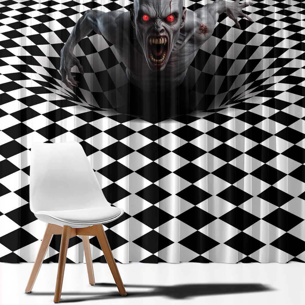 3D Illusion Horror Halloween Window Curtain Creepy Zombie - Wonder Print Shop