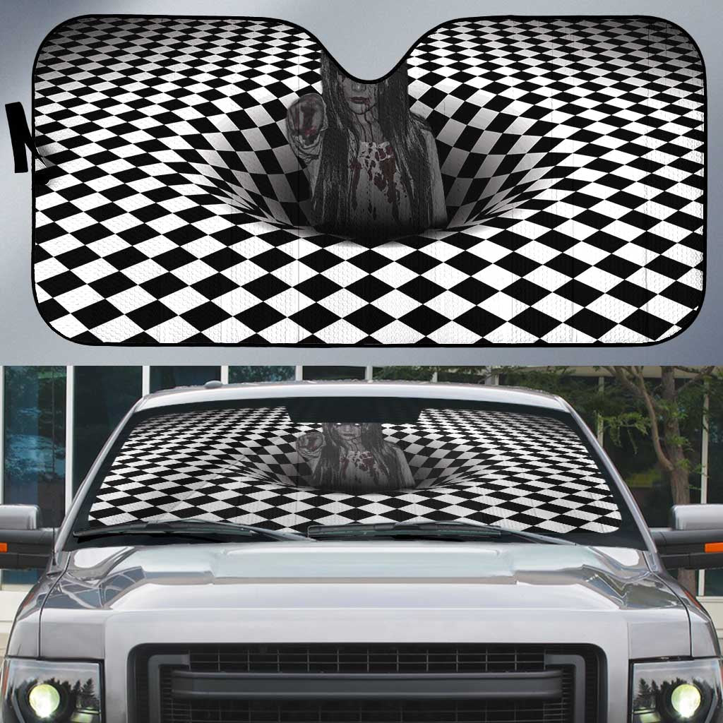 3D Illusion Horror Halloween Auto Sun Shade Scary Ghost - Wonder Print Shop