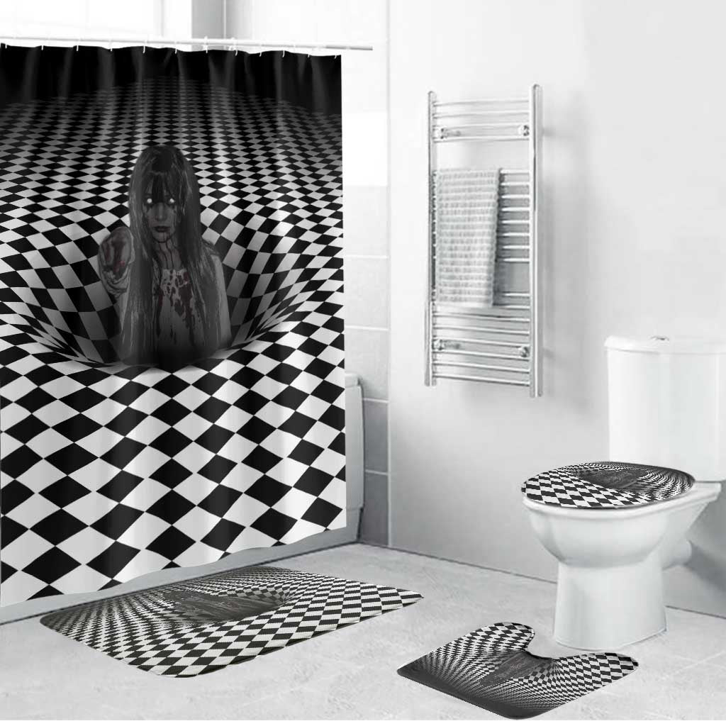 3D Illusion Horror Halloween Bathroom Set Scary Ghost - Wonder Print Shop